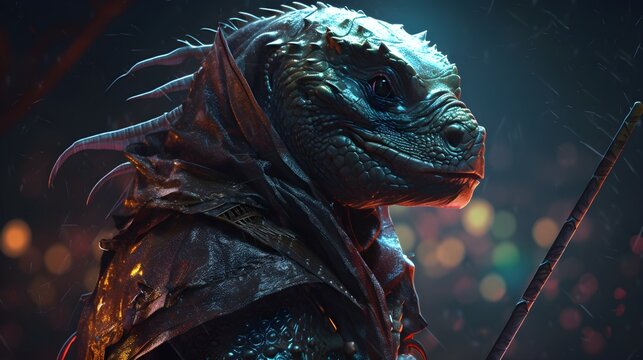 lizard samurai warrior Generative AI