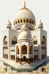 Fototapeta na wymiar Generative AI architecture illustration of beautiful mosque in Muslim world