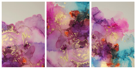 Art Abstract  Watercolor and Alcohol ink flow blot painting.