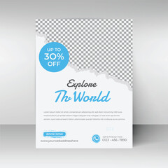 Travel flyer design for vacation tour agency. Summer travel and tourism flyer design template.