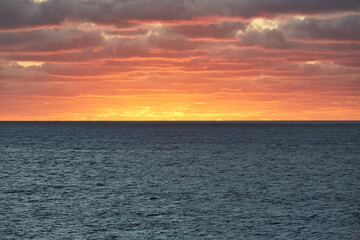 Cornwall, UK - Sunset with dramatic sky at Land`s End