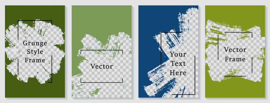 Brush stroke painted frame social media story post template set.