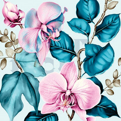 Fototapeta na wymiar pattern with orchids