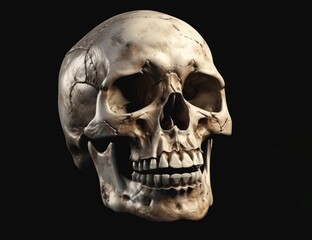 Obraz premium Human Skull on dark background. Generative AI