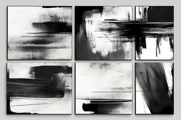 Irregular cross-hatching strokes on the canvas. Oily, acrylic paint texture set. Abstract grungy backgrounds - generative ai