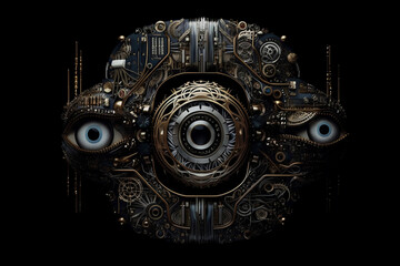 Close Up of an Eye Machine Intelligence, an Eye Made of Intricate Circuitry and a Gaze That Reveals its Inner Workings, AI Eye, Robotic Eye, Generative AI