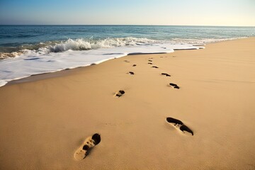 Traces de pas dans le sable.