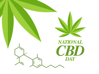 National CBD Day Design. Usages and capacities of cannabidiol illustration