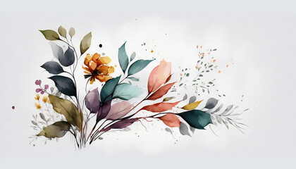 Colorful Flowers, isolated on white background - watercolor style illustration background by Generative Ai