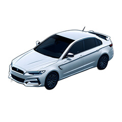 Isolated car sedan, white color