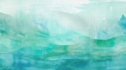 Un abstrait aquarelle minimaliste avec des couleurs aqua et un fond texturé en toile.