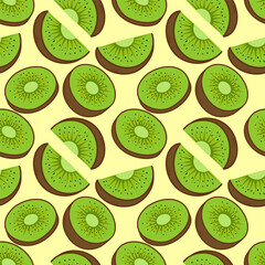 Vector pattern with kiwi. Seamless pattern with kiwi pattern.Healthy food concept with fruit print. Vector illustration.