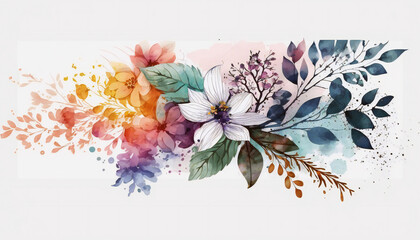 Colorful Flowers, isolated on white background - watercolor style illustration background by Generative Ai