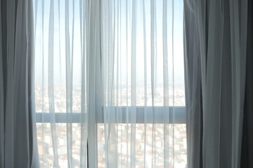 Fototapeta premium close up of clean fabric curtain.