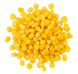 Ripe yellow corn, heap, transparent background