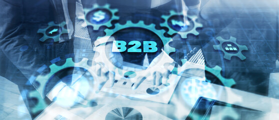 B2B. Business To Business Marketing Company Industry. Gears icon