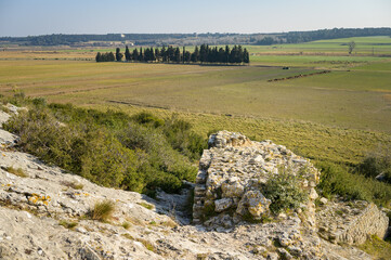 Barbegal aqueduct and mills near Arles on a sunny day in spring