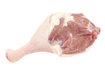 Raw duck leg, close up, transparent background