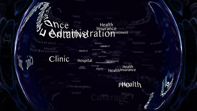 HEALTH INSURANCE Keywords Animation, Background, Loop, 4k
