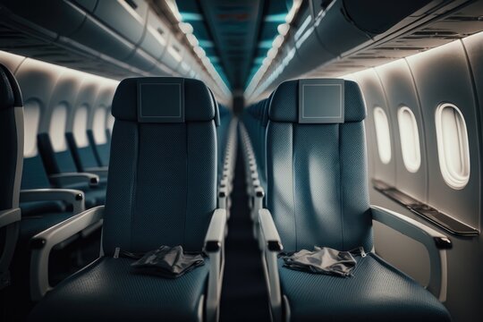 Passenger aircraft seating. AI generated