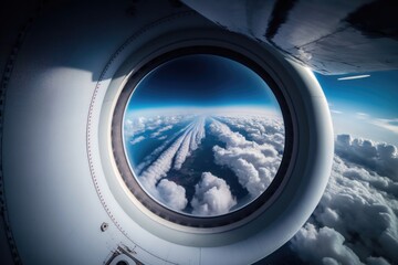 Sky-high perspectives capturing the beauty of planes in the clouds. AI generated