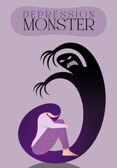 an illustration with depression monster 
