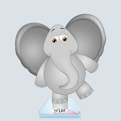 an illustration of a baby elephant at diet