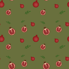 pattern with pomegranate. vector fruit illustration