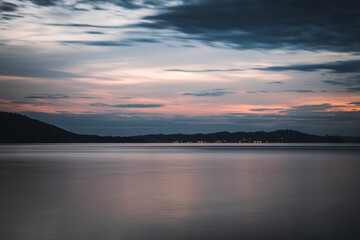 Fototapeta premium sunset over the lake