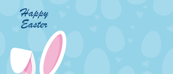 happy easter day background, poster, greeting, card with bunny and eggs, happy easter day