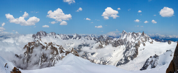 Mont Blanc mountain massif view from Aiguille du Midi Mount