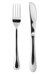 Fork, Knife, cutlery isolated on white background, clipping path, full depth of field