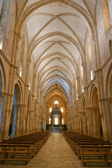 Fototapeta premium The internal architecture of the cathedral of Casamari, a medieval monastery located near Rome, Italy.