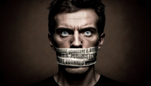 Man with Tape over his Mouth Generative AI
