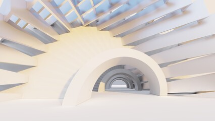 Abstract architecture background arched interior 3d render