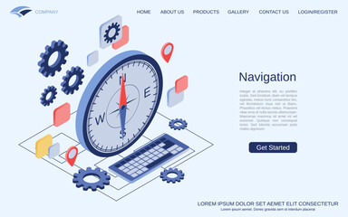 Naklejka premium Navigation flat 3d isometric vector concept illustration