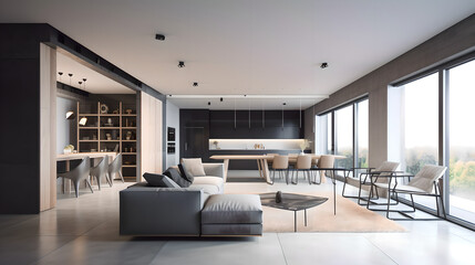 modern apartman interior 3d render (ai generated)