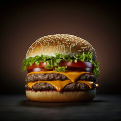 Front view cheeseburger photo Generative AI