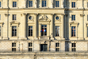 The Court of Cassation , in Europe, in France, in ile de France, in Paris, Along the Seine, in summer, on a sunny day. - obrazy, fototapety, plakaty