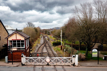 Fototapeta na wymiar Railway Level Crossing at Ramsbottom, Lancashire, England 