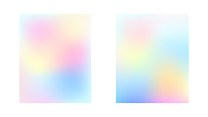 Set of soft holographic backgrounds isolated on white background. Vector illustration background with pastel colors. Mesh gradient. Banners, posters, templates.