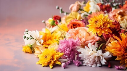 Naklejka na ściany i meble Beautiful spring flowers bouquet, Generative AI