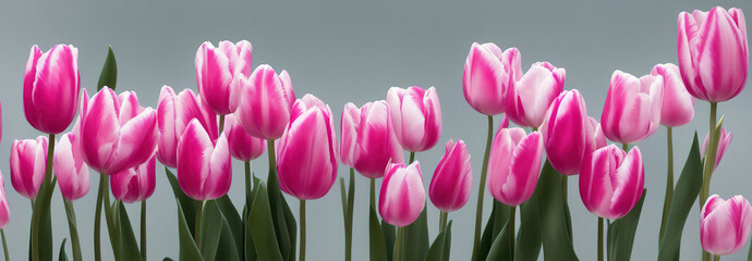 Fototapeta premium Row of Tulips Ai Generative