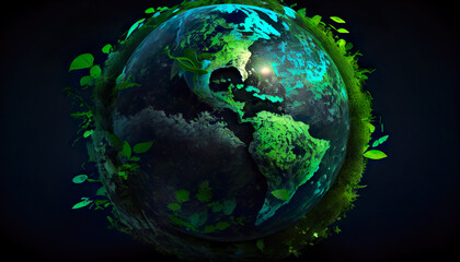 Obraz na płótnie Canvas Green world globe with nature green