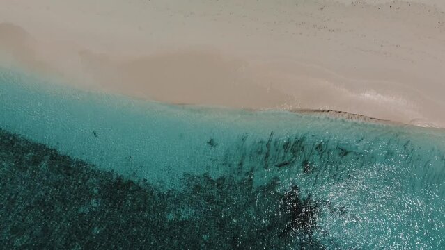Tropical paradise with blue sea and green island in the maldives