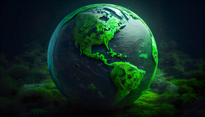 Obraz na płótnie Canvas Green world globe with nature green