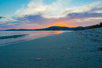 Colorful sunset in Alghero shoreline