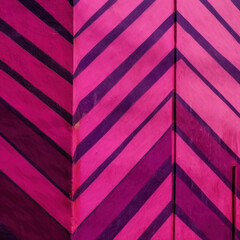 A closeup of a brightly painted magenta wall with vivid stripes zigzagging across the surface. Trendy color of 2023 Viva Magenta.. AI generation.