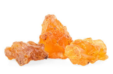 Pile of natural frankincense Olibanum isolated on a white background, incense. Frankincense resin. - 583259112