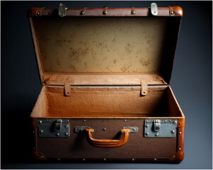 Shot of Worn Old Suitcase - Post-processed Generative AI
